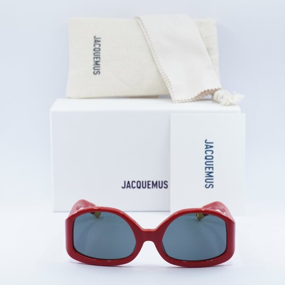 Jacquemus COLAPSO JAC/15 C2 Geometric Sunglasses - Red/Grey - Picture 3 of 11